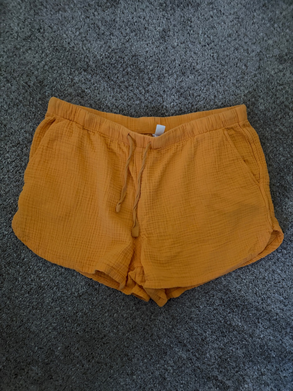 Women's Orange Gauze Drawstring Shorts